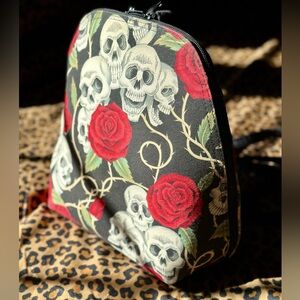 Skull and Rose Patterned Backpack